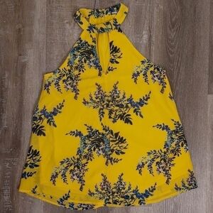 Japna yellow and blue floral halter neck blouse size small